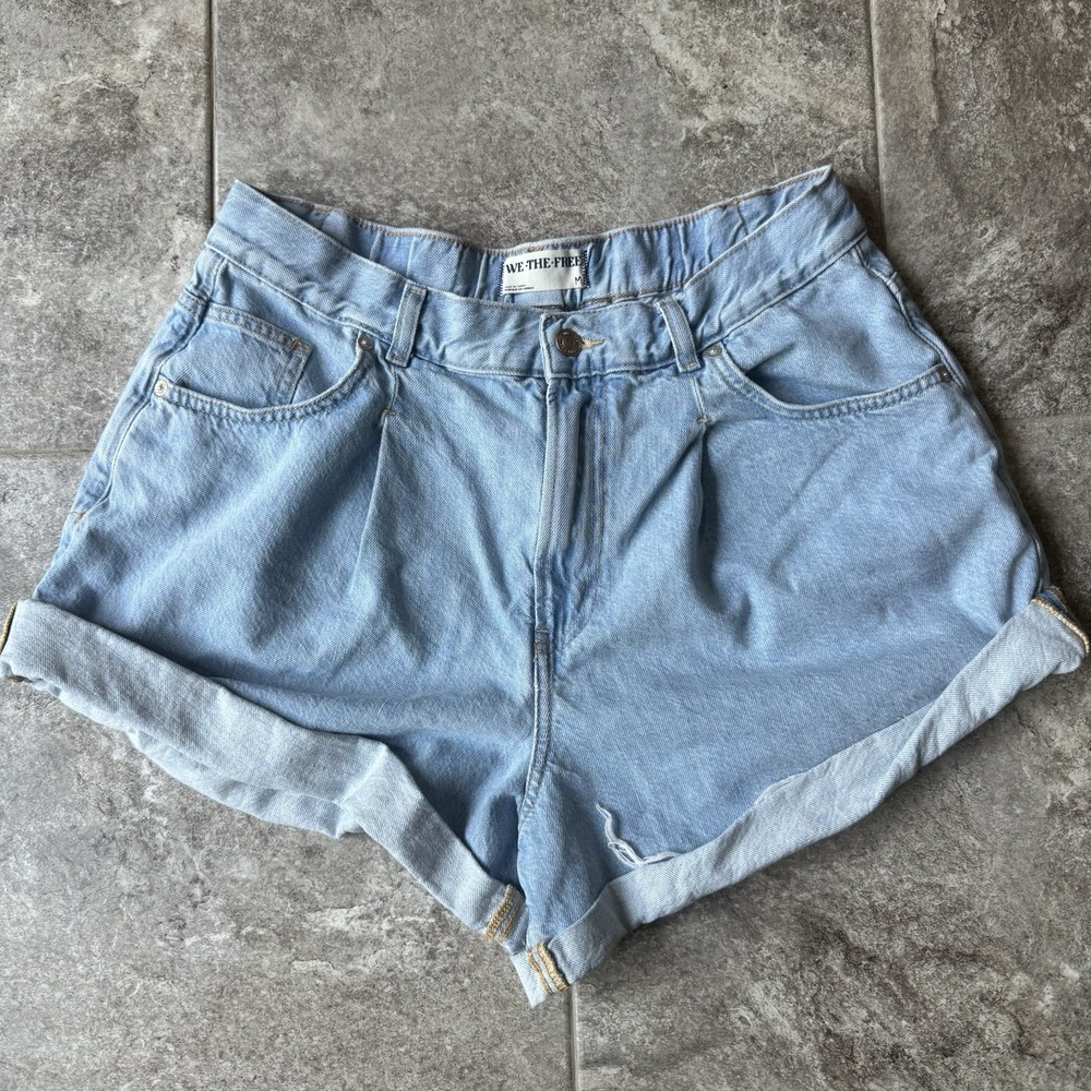 We The Free Light Blue High Waist Denim Shorts